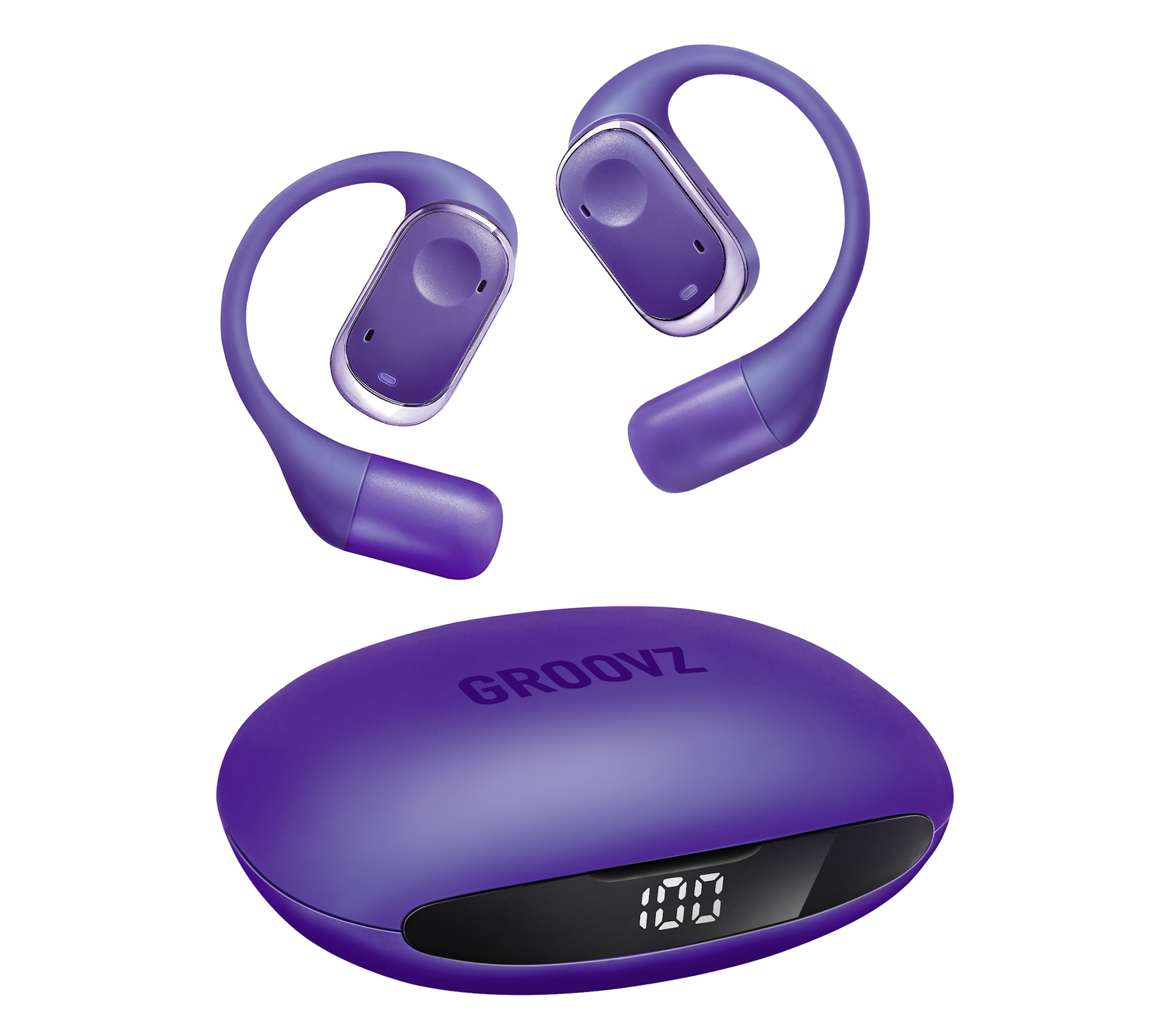 Groovz Open-Ear True Wireless Headphones with Smart Battery Display