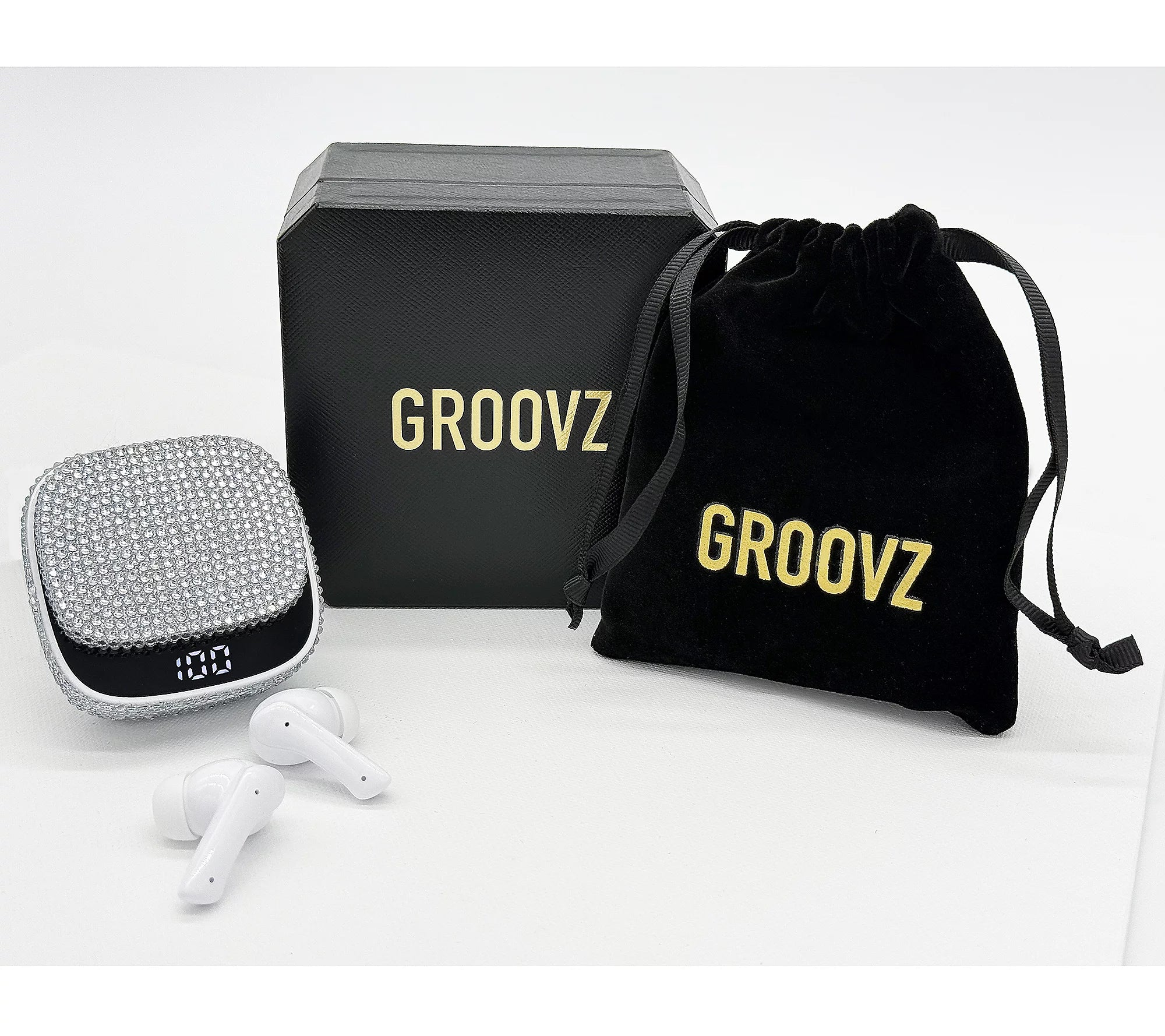 Groovz Luxe True Wireless Earbuds with Charging Case and Pouch