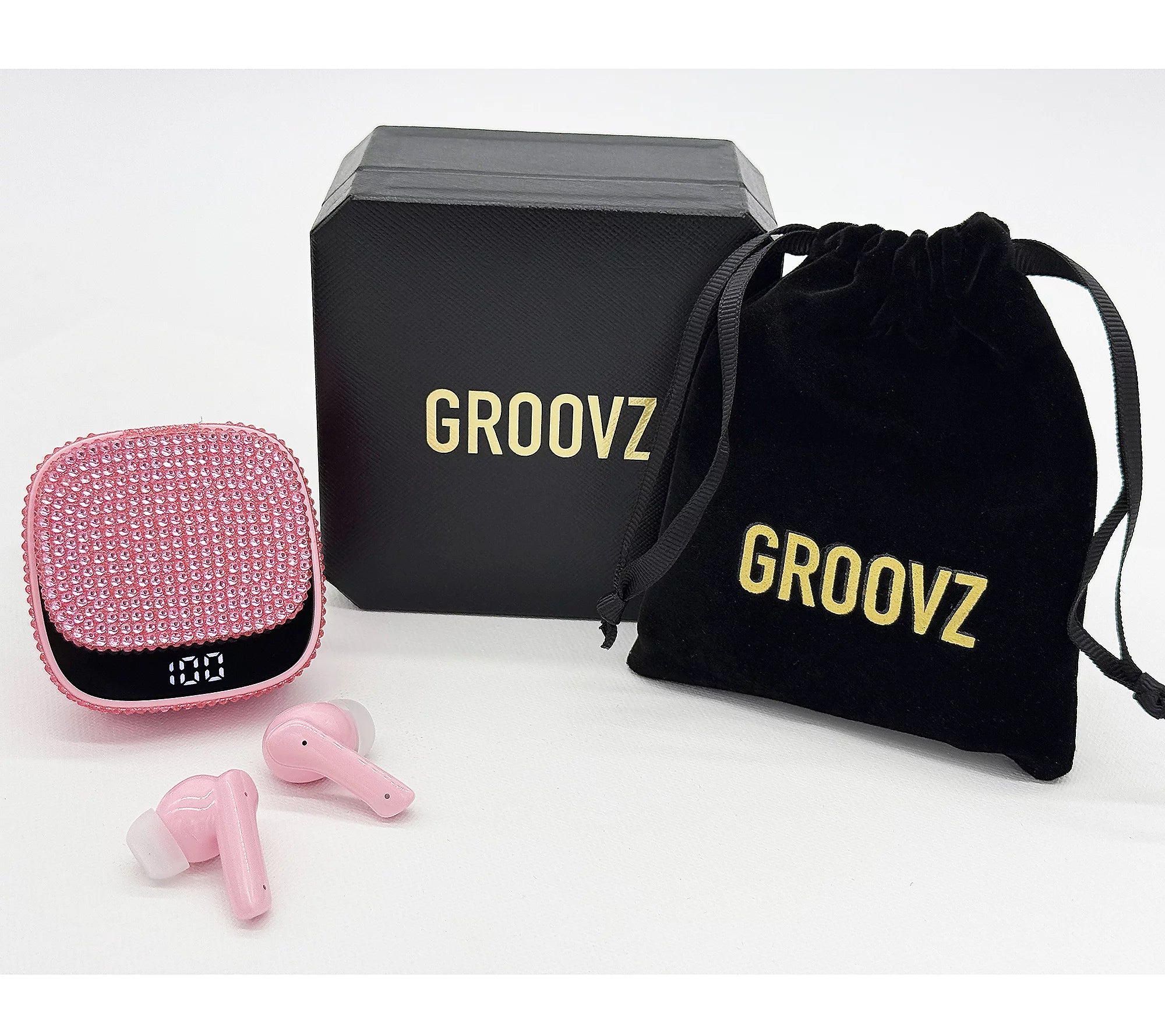 Groovz Luxe True Wireless Earbuds with Charging Case and Pouch