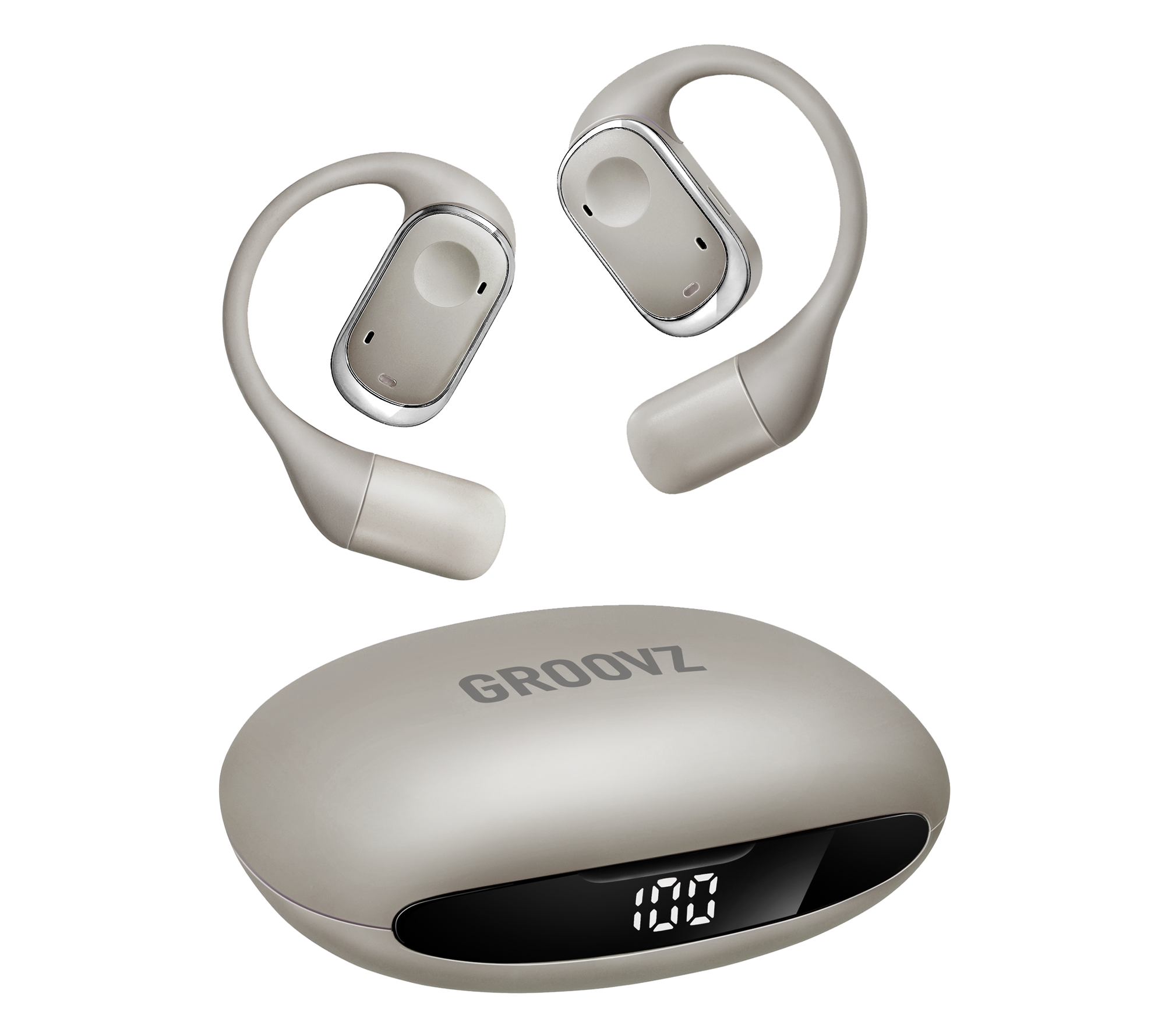 Groovz Open-Ear True Wireless Headphones with Smart Battery Display
