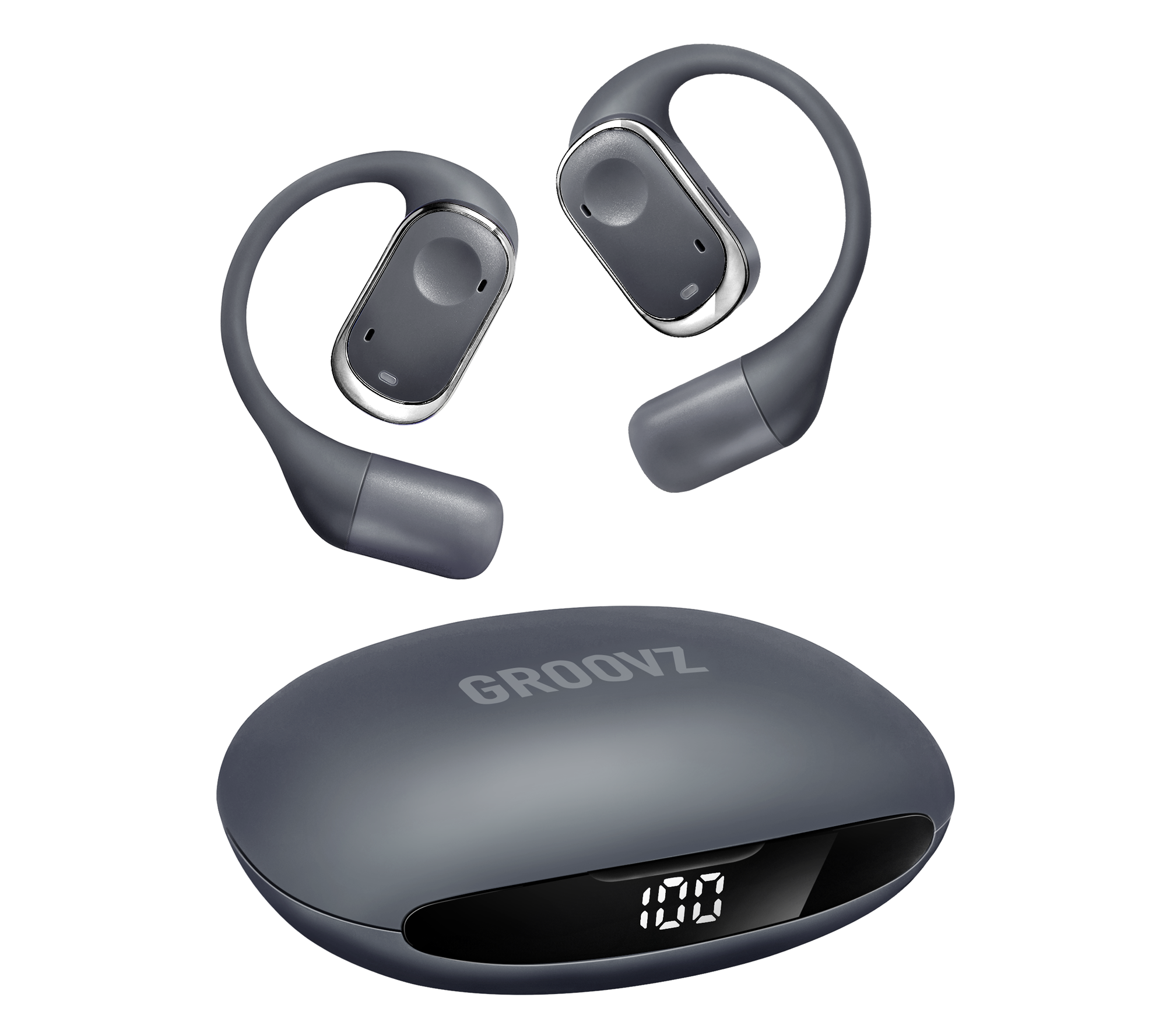 Groovz Open-Ear True Wireless Headphones with Smart Battery Display