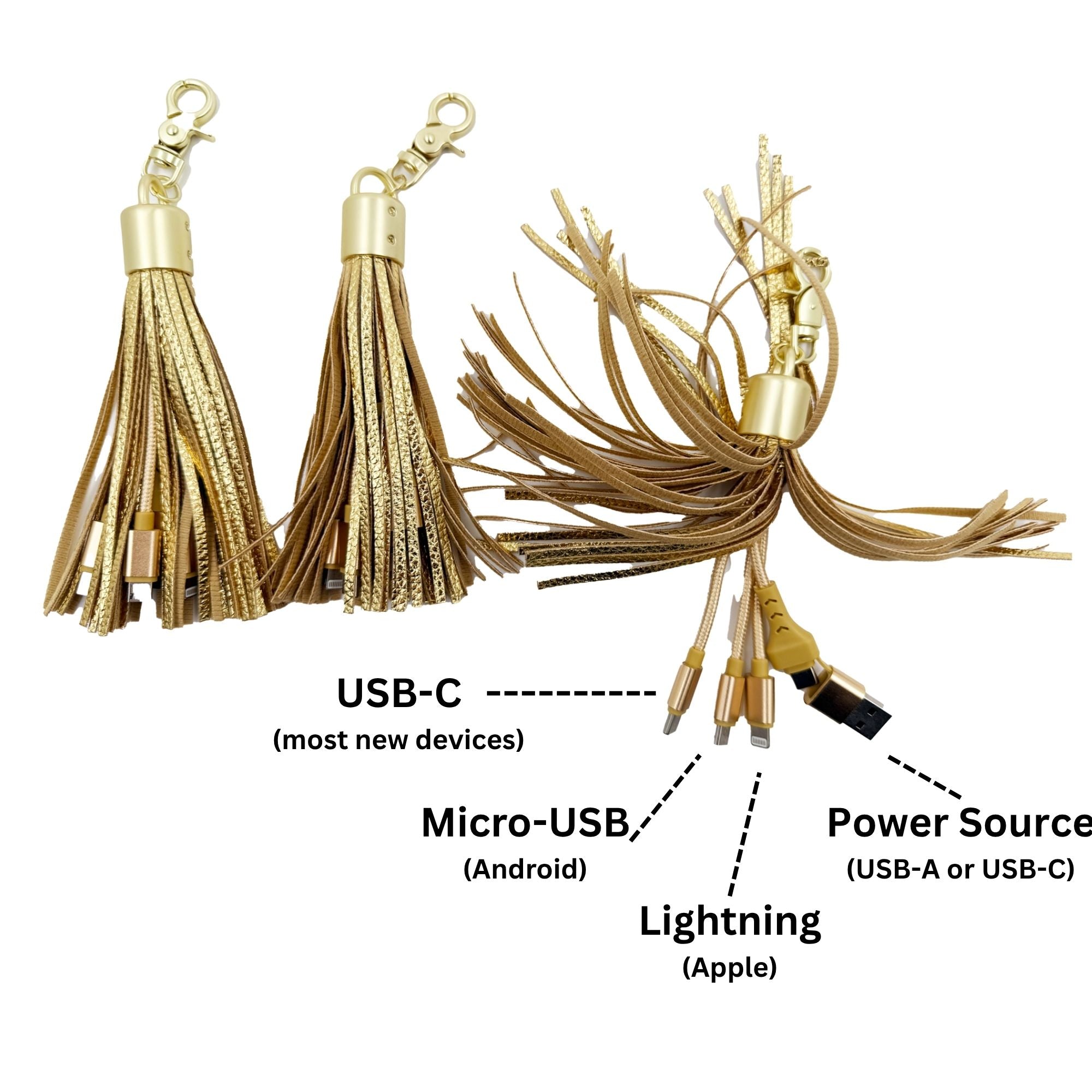 Groovz Universal Charging Tassels for Apple & Android - 3 Pack