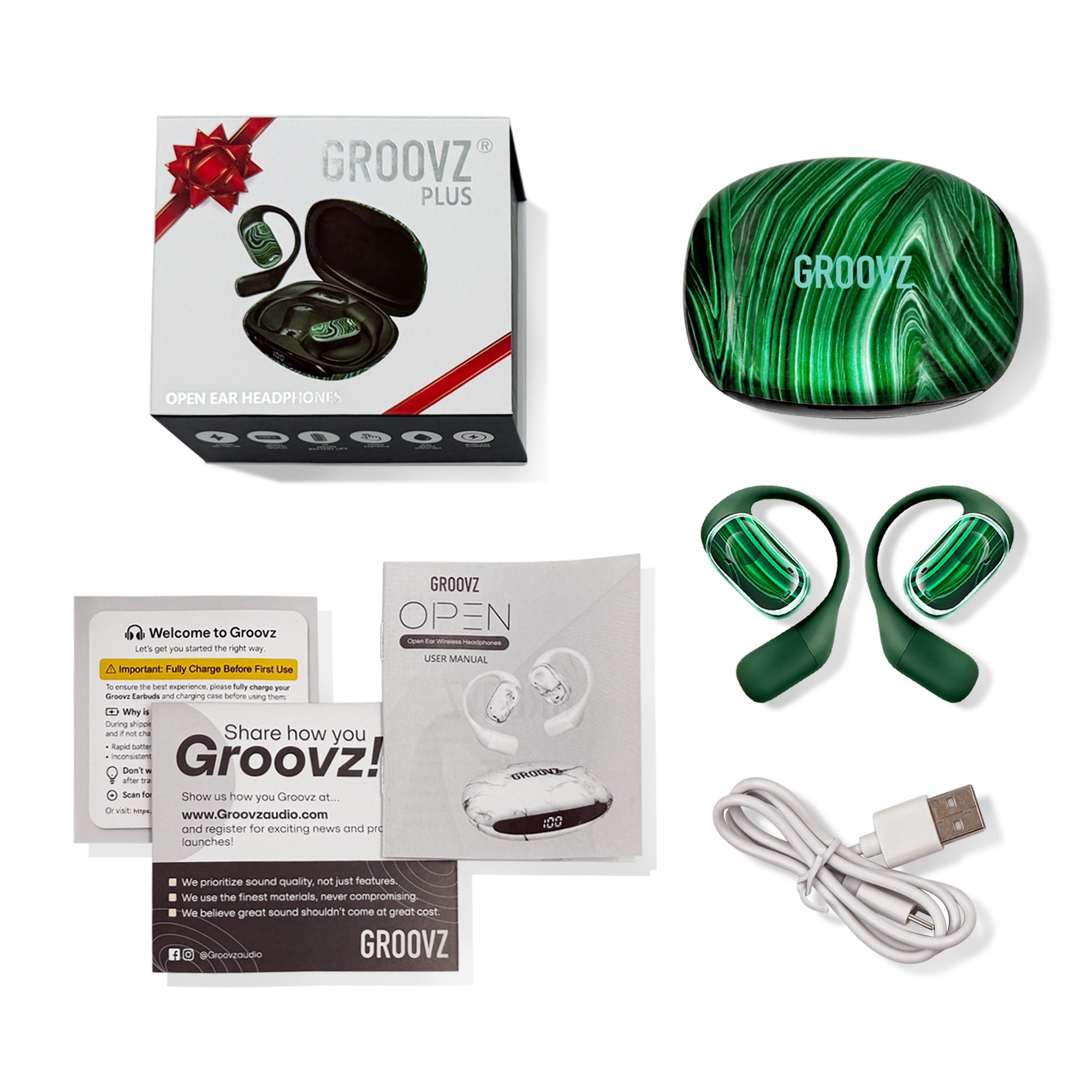 All-New Groovz Plus Open-Ear True Wireless Headphones with Smart Battery Display