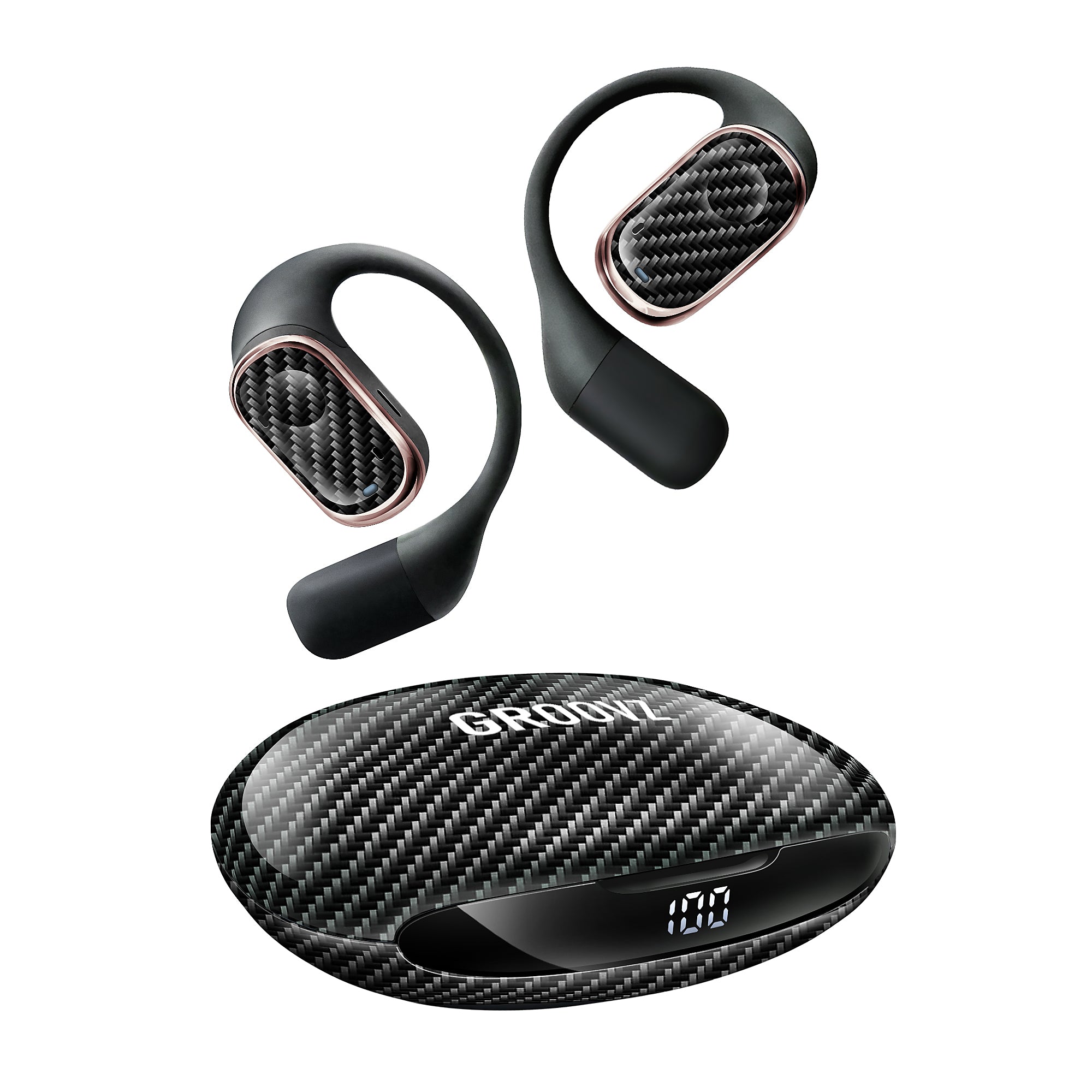 Groovz Plus Open-Ear Headphones with Smart Battery Display